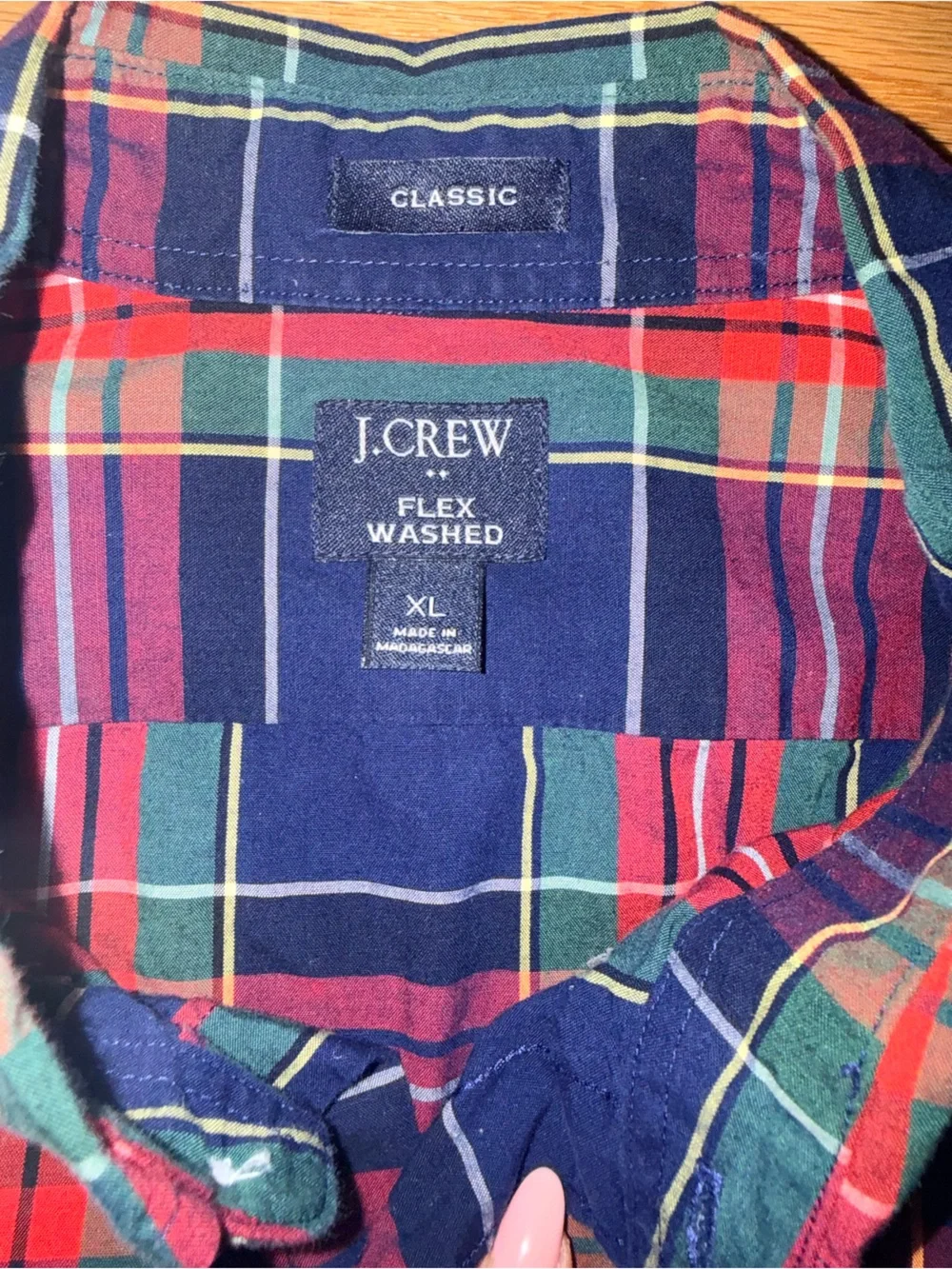 J. Crew Men's Red & Navy Plaid Button-Down Shirt